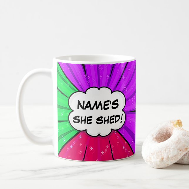 Caneca De Café Alterar TODO O Texto Adicionar Nome Estilo De Quad (Com Donut)