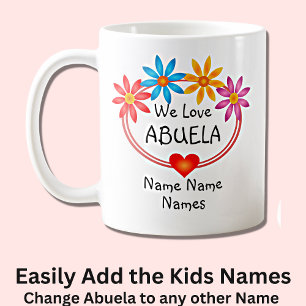 Caneca De Café Alterar TODOS Os Nomes De Crianças ABUELA Flor Co