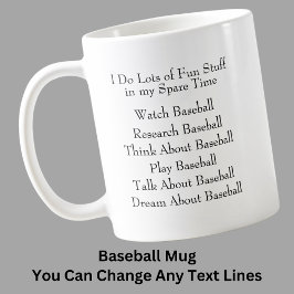 Caneca De Café Altere Qualquer Ventilador do Baseball em Texto, T