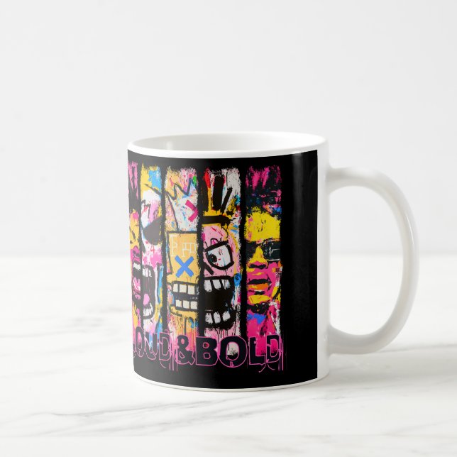 Caneca De Café Alto e Negrito - Design de Arte de Grafite (Direita)