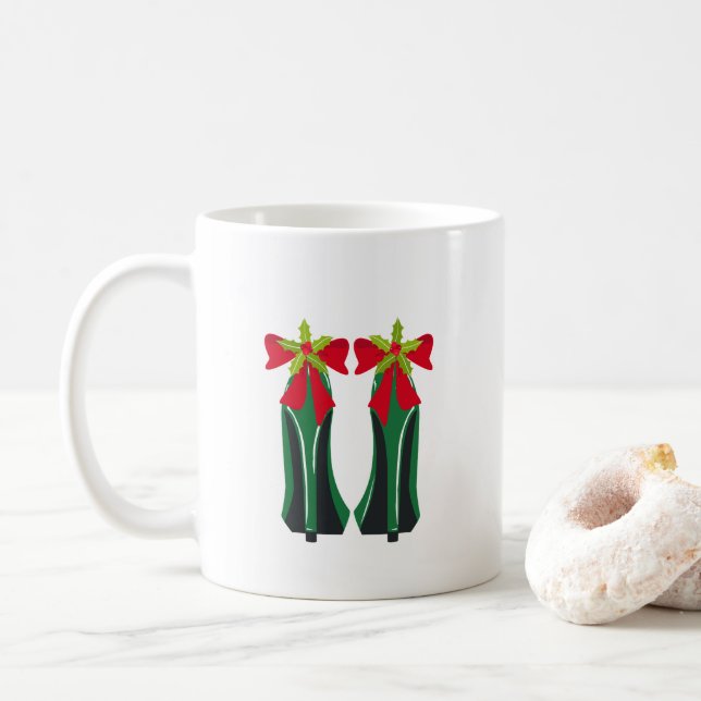 Caneca De Café Altos saltos Verdes com Arcos de Natal (Com Donut)