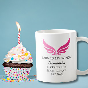 Caneca De Café Aluno de Voo Piloto Graduação Asa Rosa Aviação