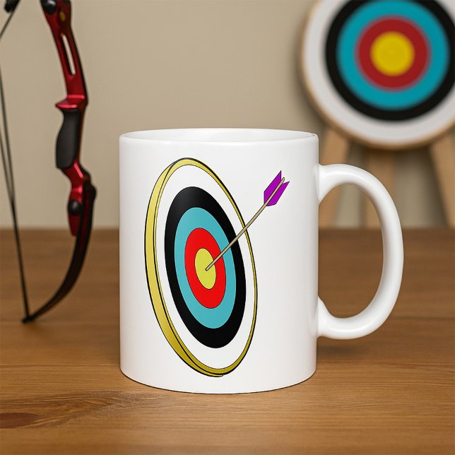 Caneca De Café Alvo de Archery Bullseye com Arrow Hitting Center (Criador carregado)