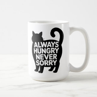 Caneca De Café Always Hungry Never Sorry Fat Black Cat Humor