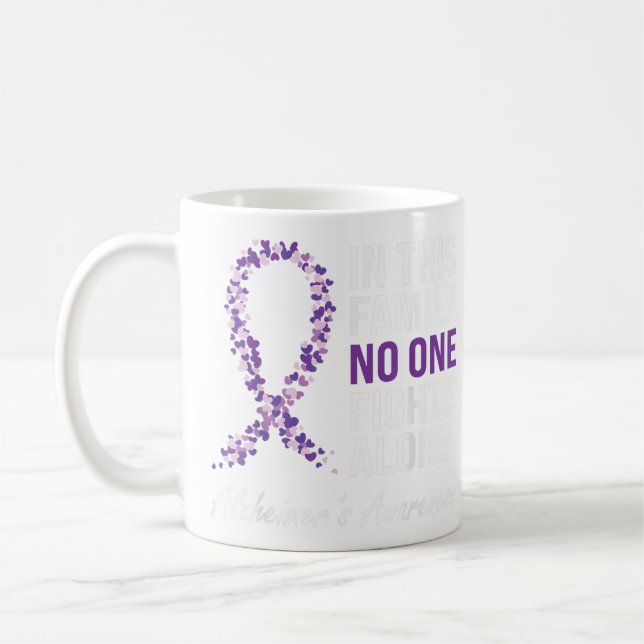 Caneca De Café Alzheimer consciência Demência em Fita Roxa Mãe D (Esquerda)