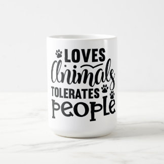 Caneca De Café Ama animais, tolera Pessoas