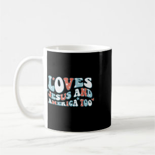 Caneca De Café Ama Jesus E a América Também Patriota Cristão 4t