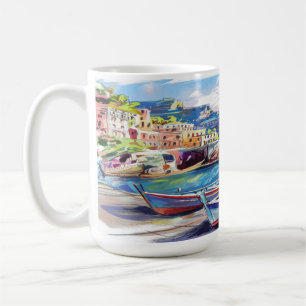 Caneca De Café Amalfi Coast Italy Watercolor Sketch