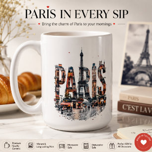 Caneca De Café amante da cidade de Paris camiseta cor completa