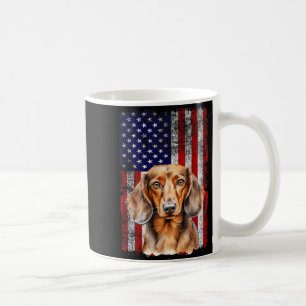 Caneca De Café Amante de cachorro Dachshund Bandeira dos EUA 4 de