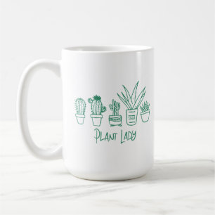 Caneca De Café Amante de Cactus Suculentas Jardim Dama das Planta