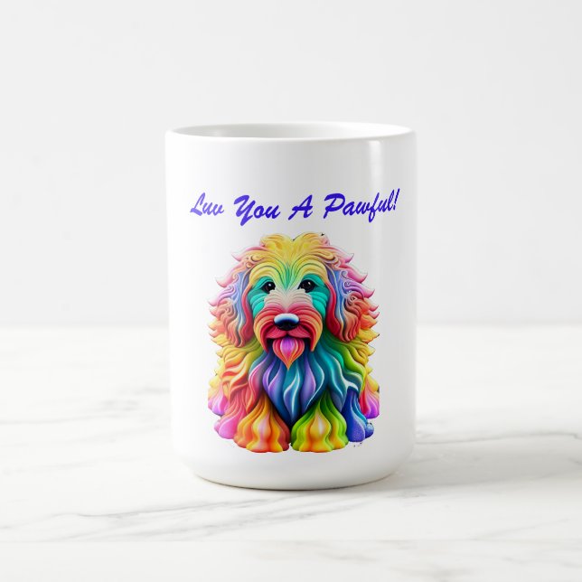 Caneca De Café Amante de Cães Colorido Romântico (Centro)