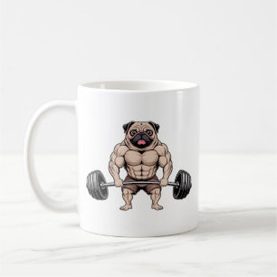 Caneca De Café Amante de Cão Pug Musculoso Levantamento de Peso K