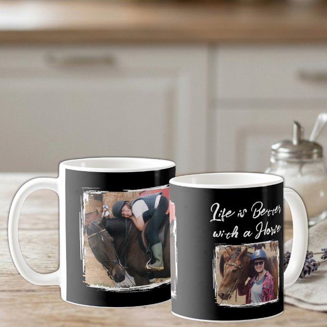Caneca De Café Amante de cavalos 2 foto preto branco (Criador carregado)