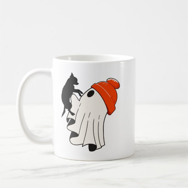 Caneca De Café Amante de Chihuahua Fantasma Fofo (Esquerda)