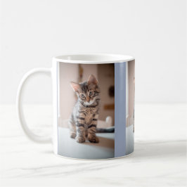 Caneca De Café Amante de Gatinho 3 Fotos Personalizadas