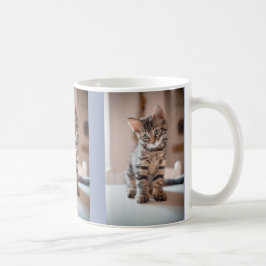 Caneca De Café Amante de Gatinho 3 Fotos Personalizadas