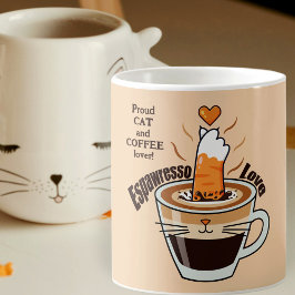 Caneca De Café Amante de Gato Café Tons Neutros Rústicos Engraçad