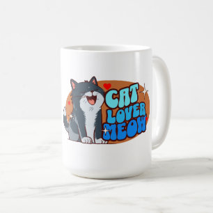 Caneca De Café Amante de Gato Meow - gato azul