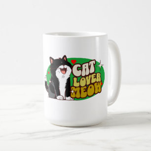 Caneca De Café Amante de Gato Meow - gato preto