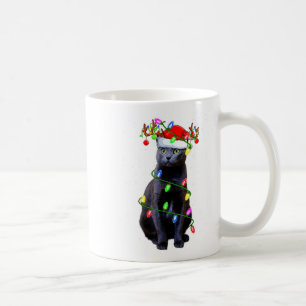 Caneca De Café Amante de Gatos Iluminação de Natal Papai Noel Gat