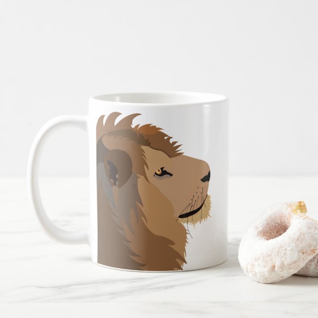 Caneca De Café Amante de Leão Animal Vida Selvagem Gato Grande (Com Donut)
