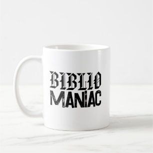 Caneca De Café Amante de Livros BiblioManiaco em Fontes Divertida