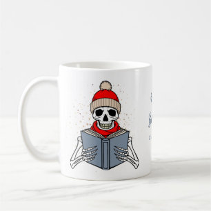 Caneca De Café Amante de Livros Merry Bookmas Festivo Esqueleto P
