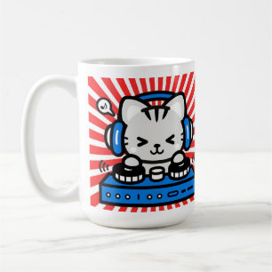 Caneca de Café Amante de Música Anime Gato Kawaii