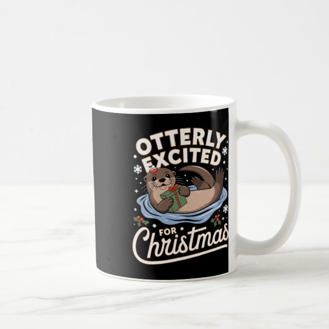 Caneca De Café Amante de os animais de Natal Otter Pajama Santa H (Direita)