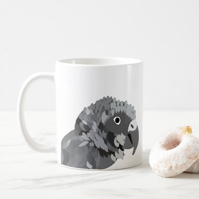Caneca De Café Amante de Papagaio Cinzento Africano (Com Donut)