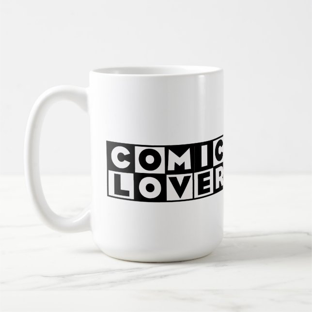 Caneca De Café Amante de Quadrinhos Design Destacado (Esquerda)
