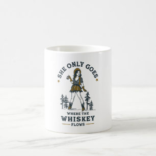 Caneca De Café Amante de Whisky Cowgirl Ocidental Vintage Engraça