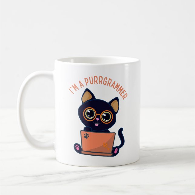 Caneca De Café Amantes de Gatos Eu sou um purrgramador Programado (Esquerda)