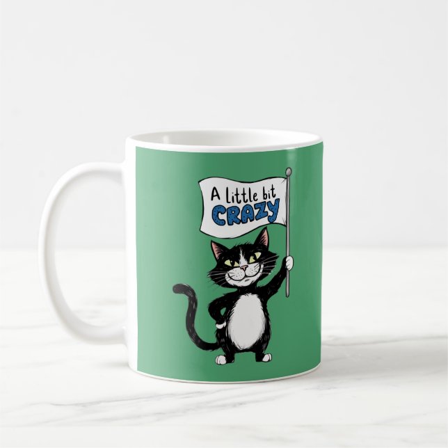Caneca De Café Amantes de gatos loucos, pretos e brancos (Esquerda)