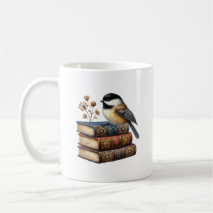 Caneca De Café Amantes de livros de pássaros de chapim fofos adic
