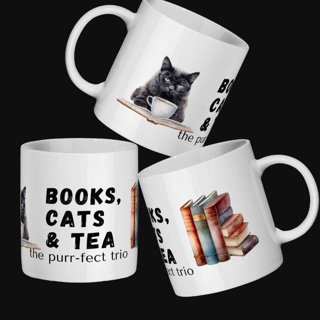 Caneca De Café Amantes de livros-presentes, donos de gatos, bebed (Criador carregado)