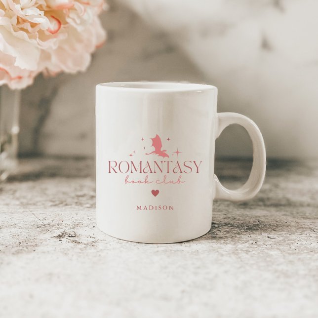 Caneca De Café Amantes de Livros Românticos Minimalistas Rosa (Criador carregado)