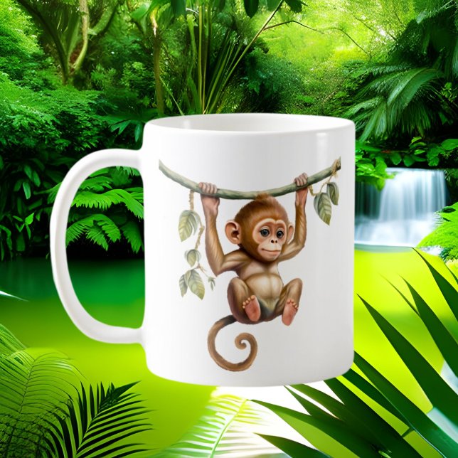 Caneca De Café Amantes de macacos bonitos adicionam monograma (Criador carregado)