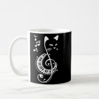 Caneca De Café Amantes de Música de Gato em Clave de Sol Feminino
