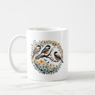 Caneca De Café Amantes de passarinhos cute chickadee adicionam mo