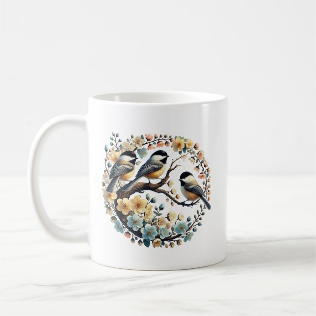 Caneca De Café Amantes de passarinhos cute chickadee adicionam mo (Esquerda)