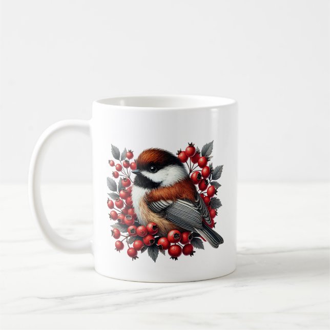 Caneca De Café Amantes de passarinhos cute chickadee adicionam mo (Esquerda)