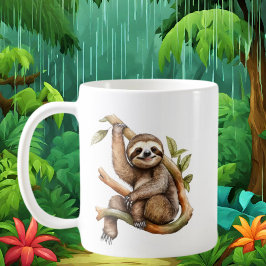 Caneca De Café Amantes de preguiça-branca adicionam monograma