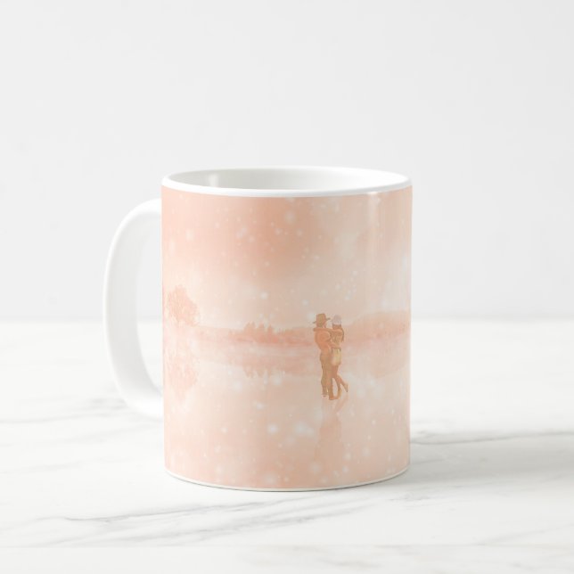 Caneca De Café Amantes em um lago congelado      (Frente Esquerda)