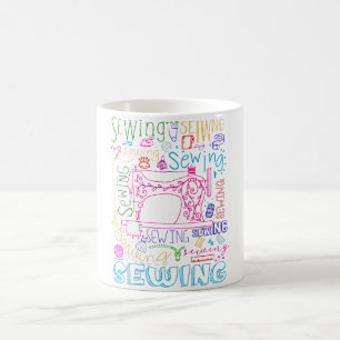 Caneca De Café Amantes Sewing Sewing da tipografia da cor
