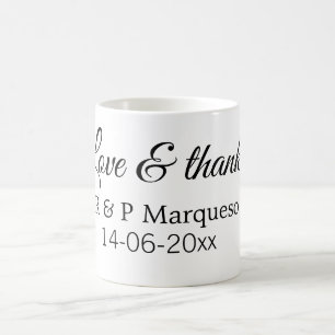 Caneca De Café Amar e obrigados adicionar nome do casal adicionar