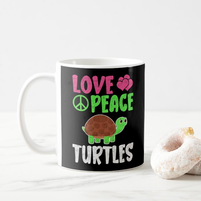Caneca De Café Amar Tartarugas de Paz Animais do Zoológico Bonito (Com Donut)