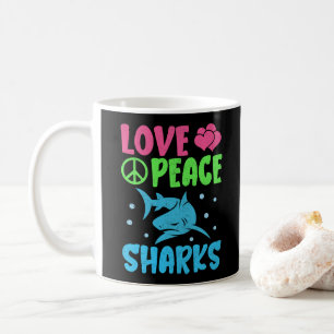 Caneca De Café Amar Tubarões de Paz ao Longo do Mar