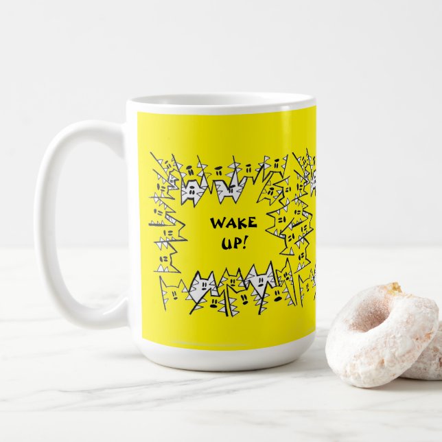 CANECA DE CAFÉ AMARELO 15 GATOS MUG (Com Donut)